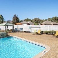 Swimming pool in backyard